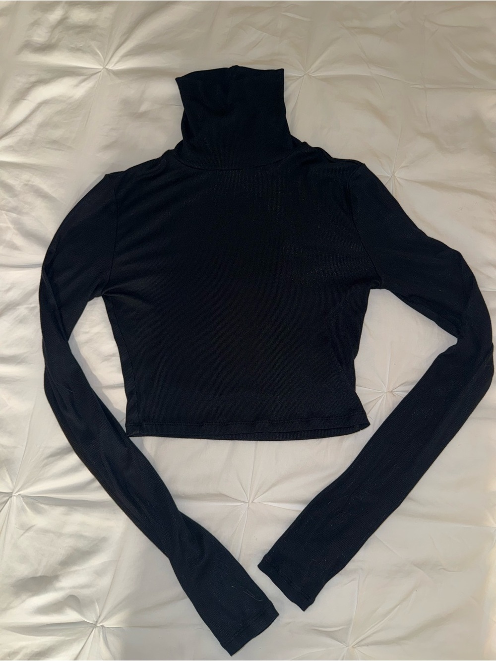 Aritzia Black Long-Sleeve Turtleneck Crop Top